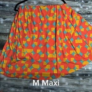 Lularoe Maxi Skirt Medium Orange Red Geometric NWT